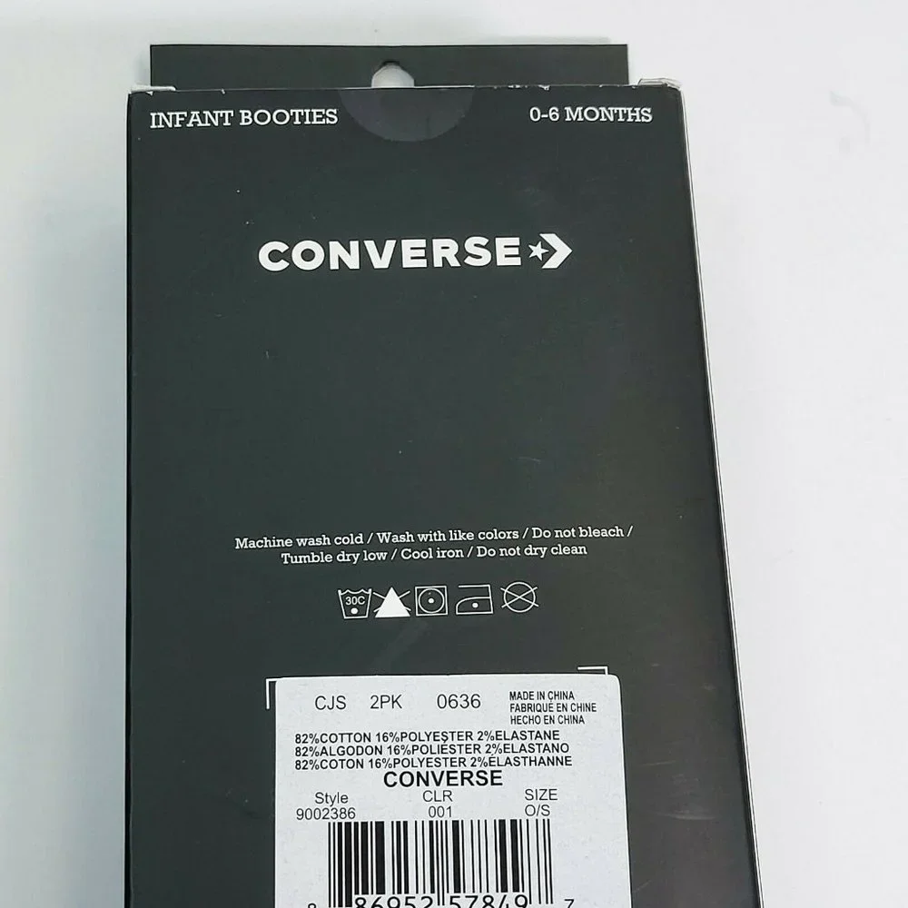 Converse Chuck Taylor Infant Booties 2 Pack 0-6 Months  Black Ivory 9002386-001 - Picture 5 of 5